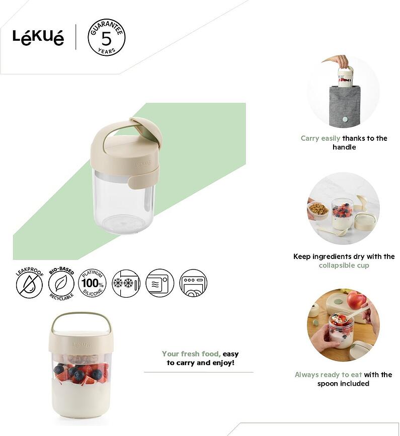On The Go Natural Lunch Box 600 ml with Spoon