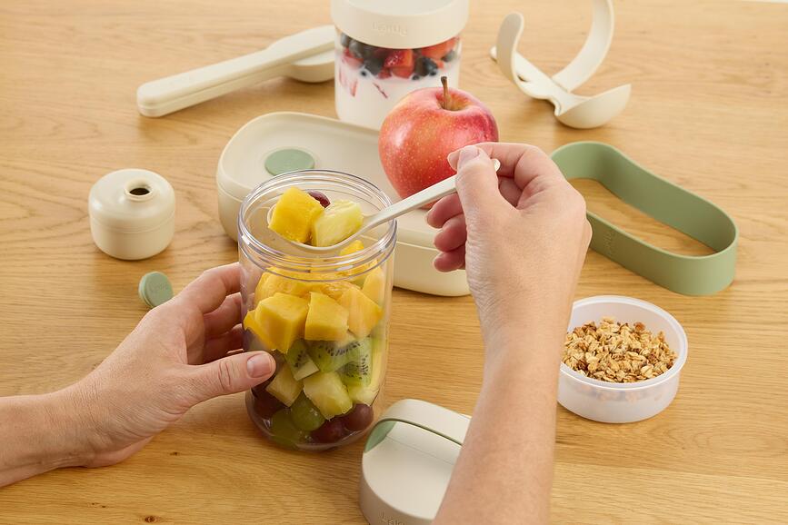 On The Go Natural lunchbox 600 ml met lepel