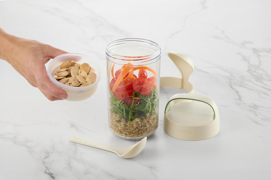 Pusdienu trauks On The Go Natural 600 ml ar karoti