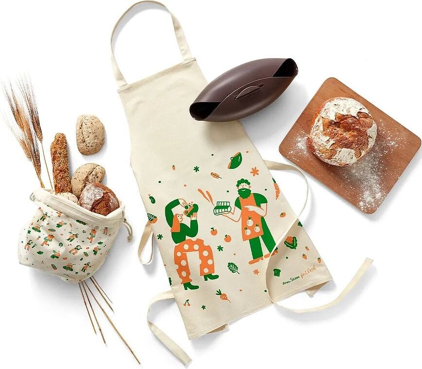 Recipiente para hornear pan Bread Maker, con bolsa para pan y delantal, Set de 3 piezas