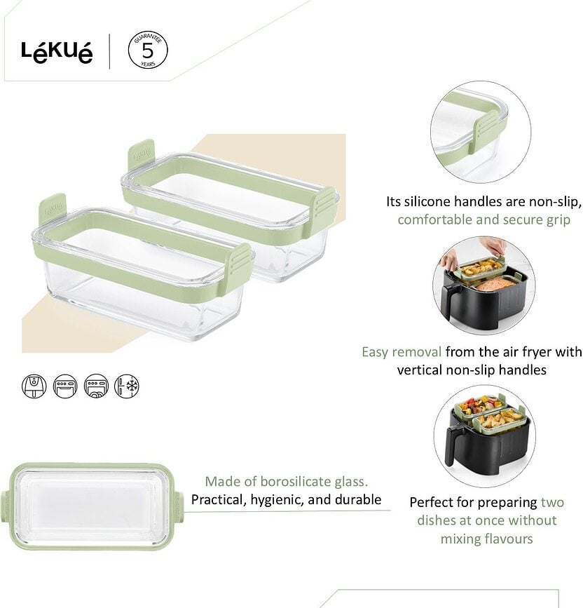 Recipientes para air fryer Lekue, rectangulares, 2 unidades