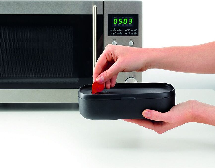 To Go Boîte Repas avec couverts, noire, Set de 2 pièces