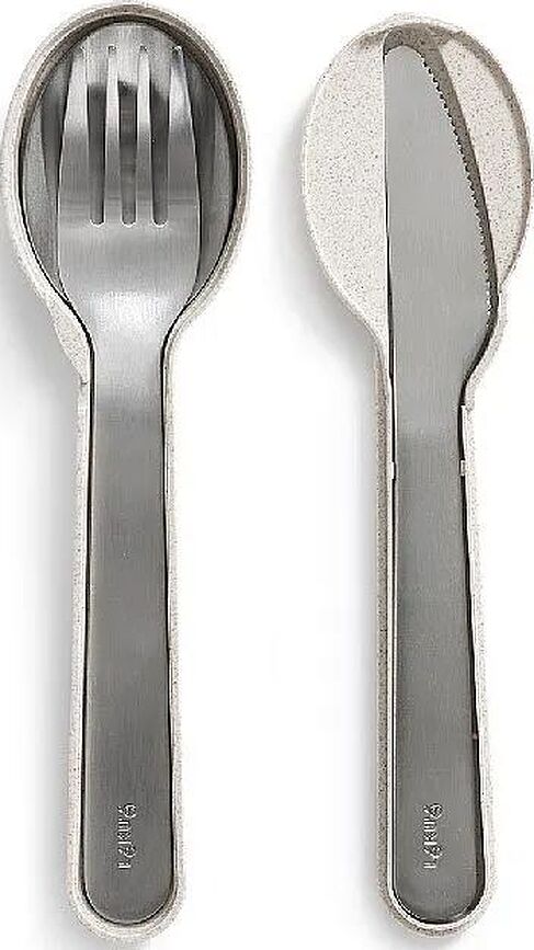 To Go Organic Jedilni pribor za na pot, kovinski, v etuiju, 4-delni set