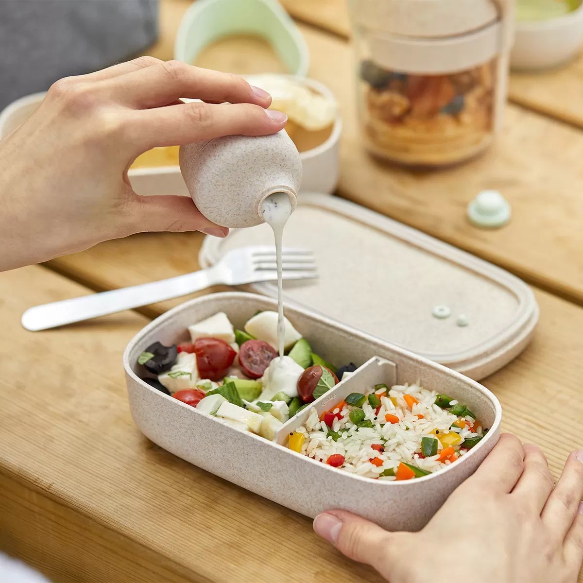 To Go Organic Lunchbox double with compartments - Lekue