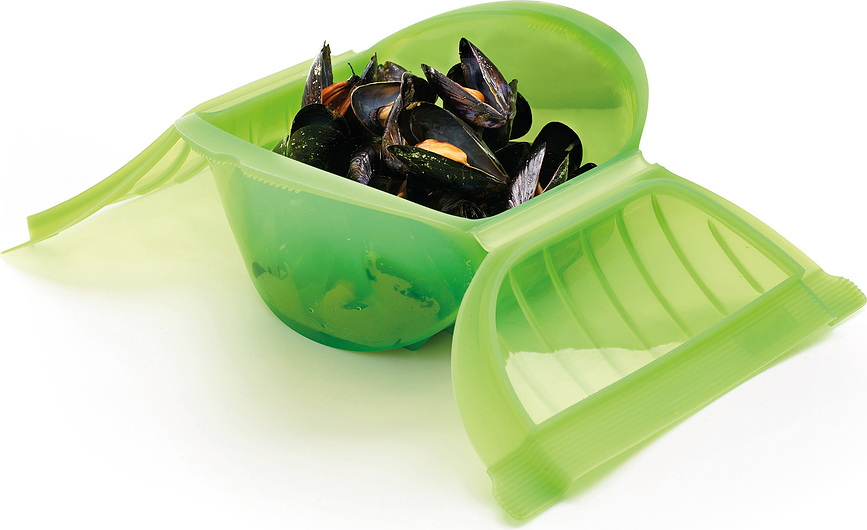 Vaporera para microondas Deep Steam, 26 cm, verde