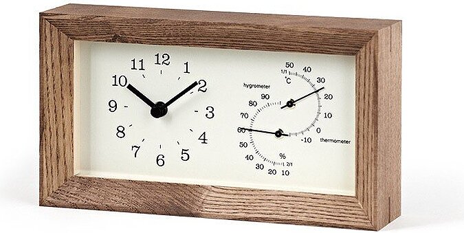 Frame Horloge avec thermomètre et hygromètre, foncée