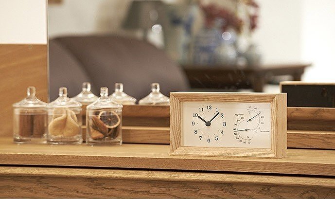 Frame Horloge avec thermomètre et hygromètre, foncée