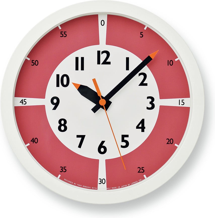 Fun Pun Color Horloge murale, 24,8 cm, rouge