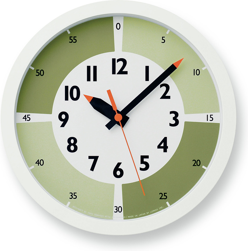 Fun Pun Color Horloge murale, 24,8 cm, verte
