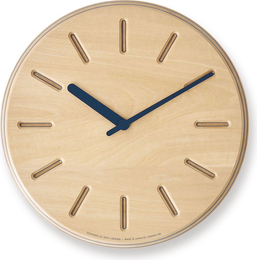 Paper Wood Line Horloge murale 29 cm, aiguilles bleues