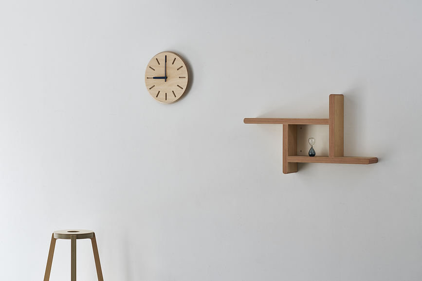 Paper Wood Line Ρολόι Τοίχου, 29 cm, με πορτοκαλί δείκτες