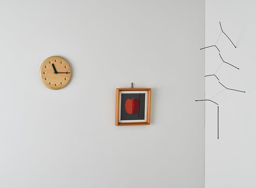 Paper Wood Line Sat zidni 22 cm s plavim kazaljkama