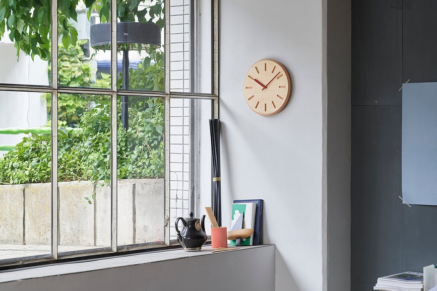 Paper Wood Line Sat zidni 29 cm narančaste kazaljke