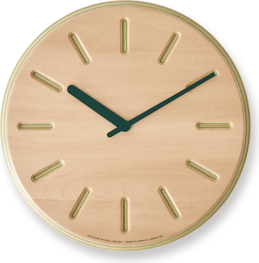 Paper Wood Line Wall clock 29 cm green hands