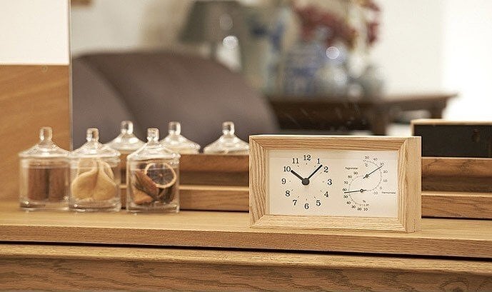 Reloj Frame con termómetro e higrómetro, oscuro