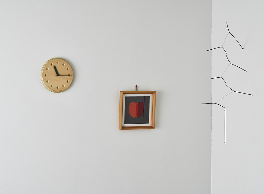 Reloj de pared Paper Wood Line, 22 cm, manecillas azules