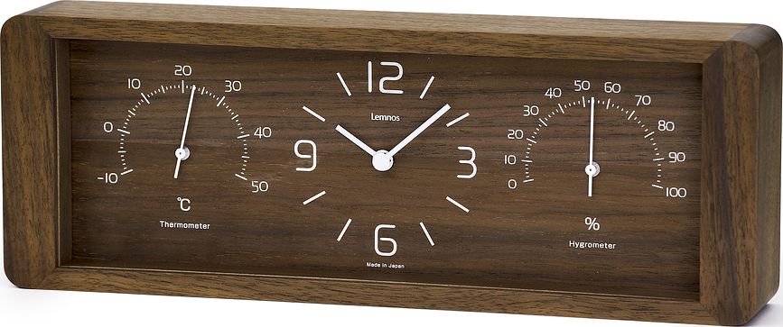 Reloj Yokan, con termómetro y higrómetro, acabado nogal
