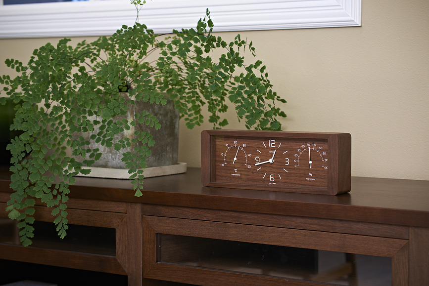 Yokan Ρολόι, με θερμόμετρο και υγρόμετρο, ξύλο φράξου