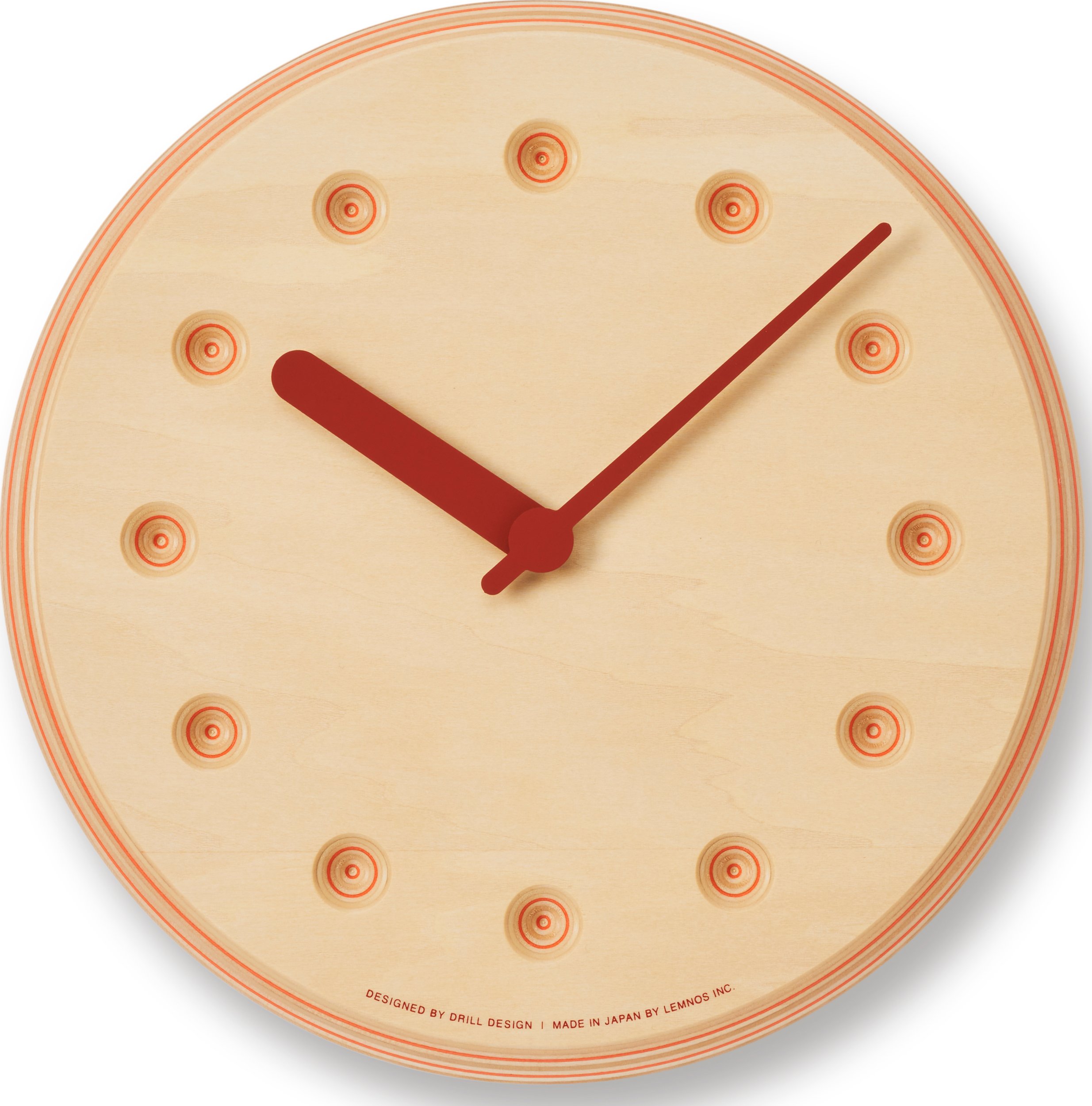 Zegar ścienny Paper Wood Line 22 cm pomarańczowe wskazówki