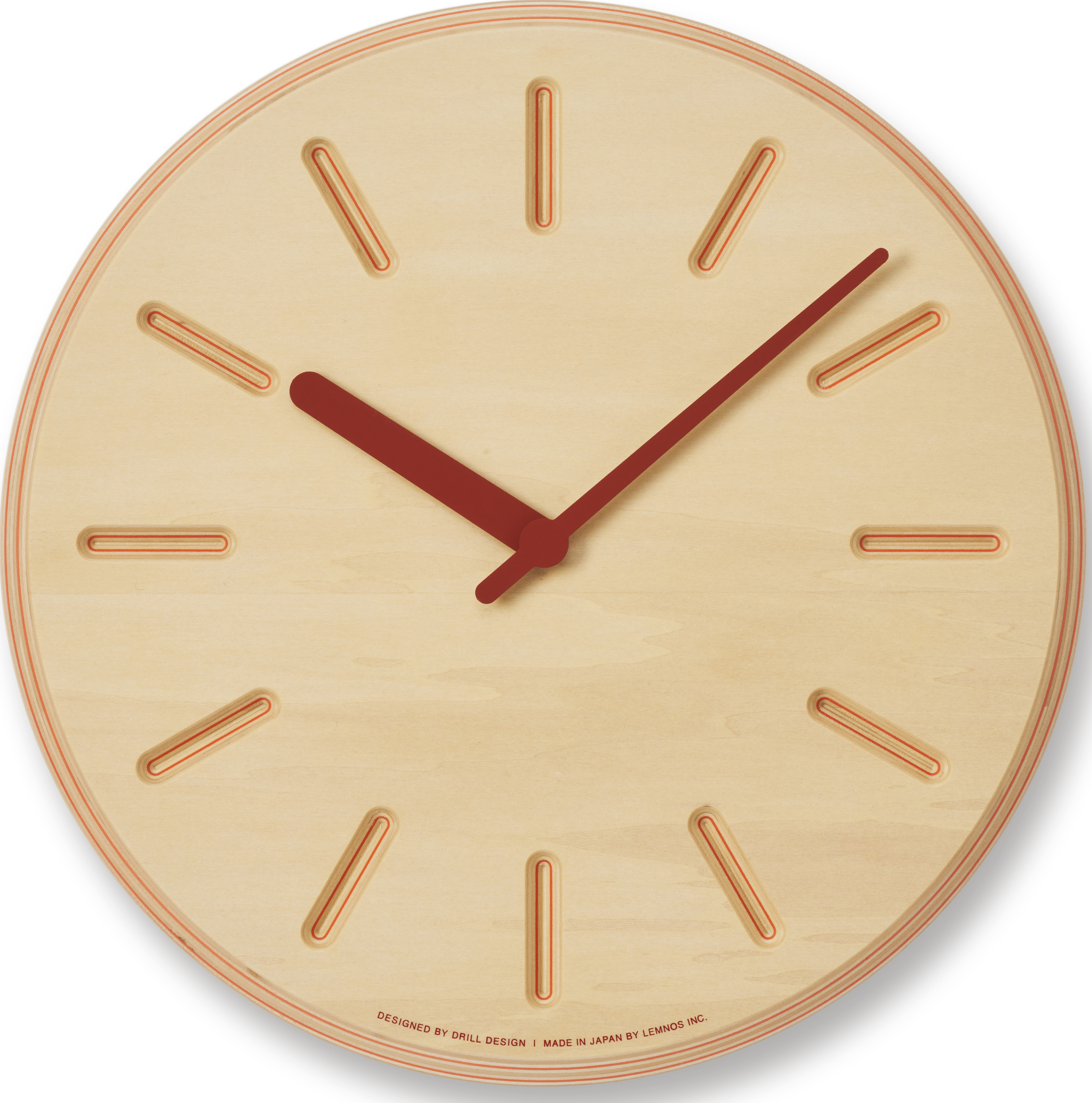 Zegar ścienny Paper Wood Line 29 cm pomarańczowe wskazówki