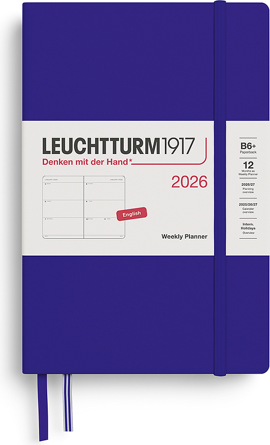 Agenda Semanal de tapa dura Leuchtturm 1917, 2026, formato B6+, idioma inglés, azul oscuro