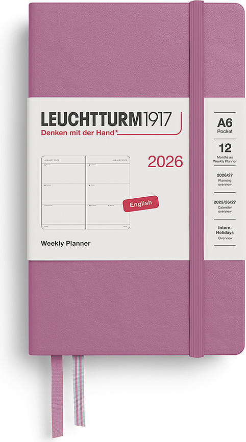 Agenda Semanal de tapa dura Leuchtturm 1917, formato A6, 2026, en inglés