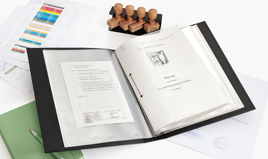 Álbum para documentos Leuchtturm 1917, A4, negro, con 40 fundas