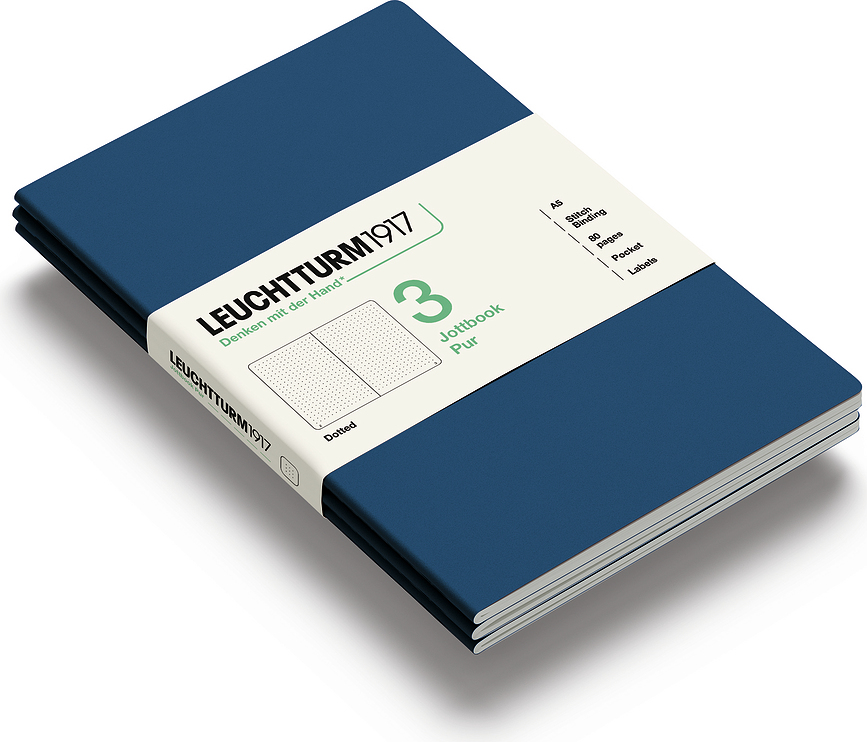Bodkované zápisníky v mäkkej väzbe Jottbook Pur A5 čierne 80 g/m², 3 ks