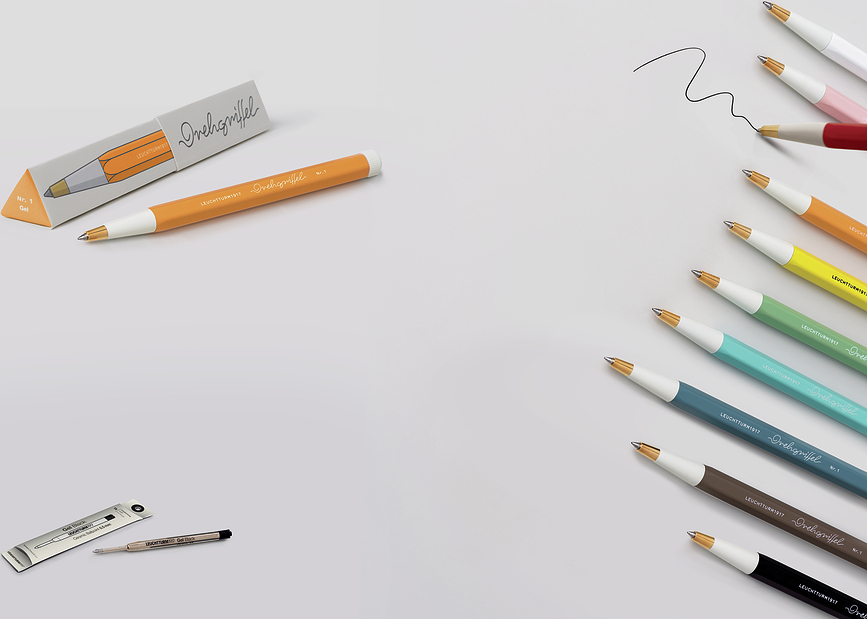 Bolígrafo de gel de tinta negra Drehgriffel Nr. 1, gris azulado