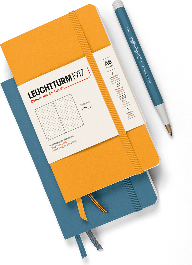 Cuaderno de tapa blanda Leuchtturm 1917, A6, cuadriculado, 123 páginas, 80 g/m², negro