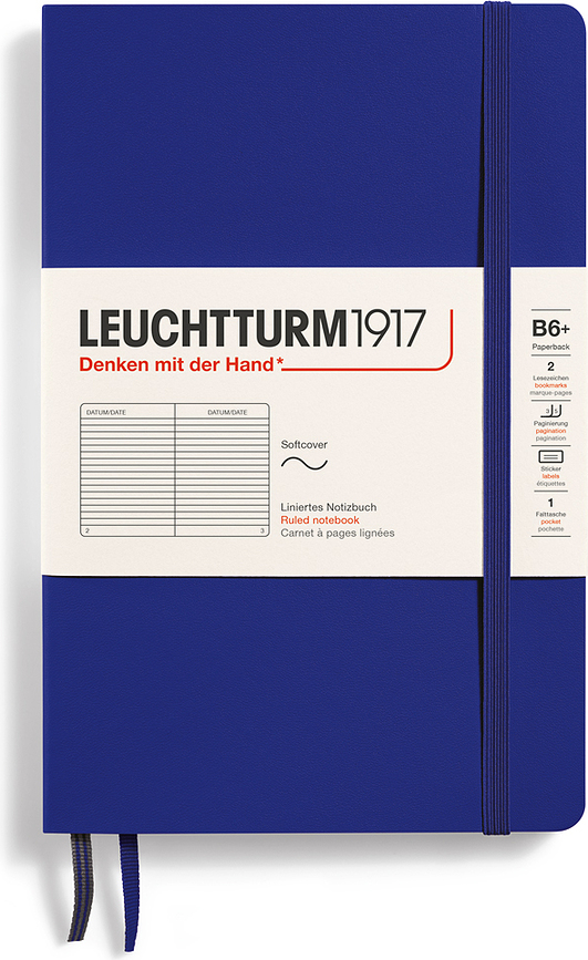 Cuaderno de tapa blanda rayado Leuchtturm 1917, formato B6+, 123 páginas, 80 g/m²