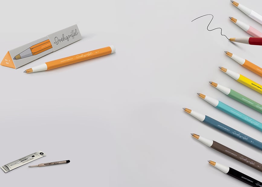 Drehgriffel Nr. 1 Stylo Gel, encre noire, bleu-gris