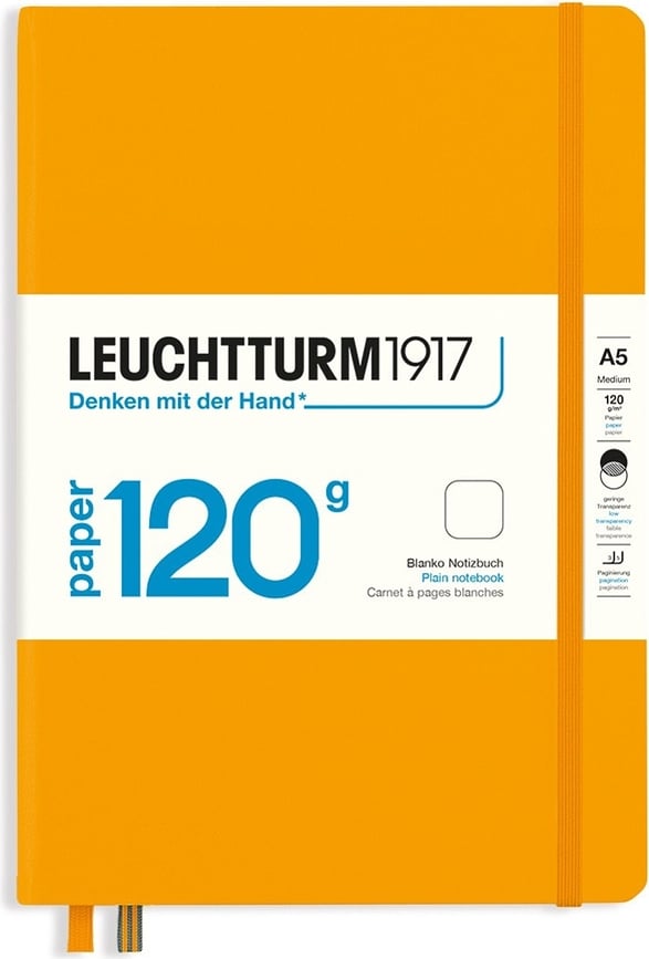 Edition 120 A5 kõvakaaneline sileda paberiga märkmik, oranž, 203 lehekülge, 120 g/m²