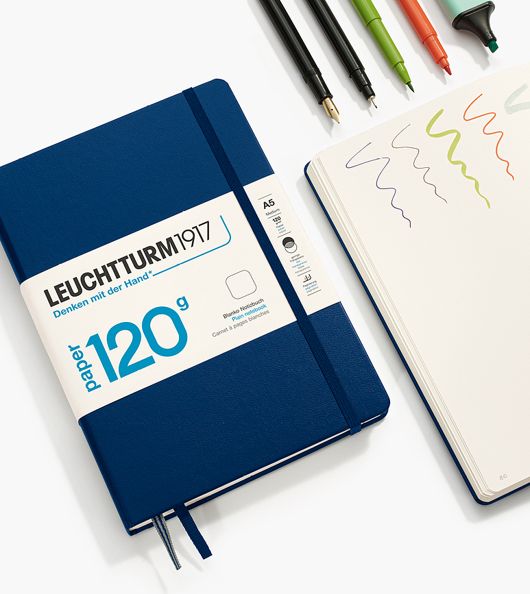 Edition 120 Carnet à couverture rigide ligné, A5, 203 pages, 120 g/m², noir