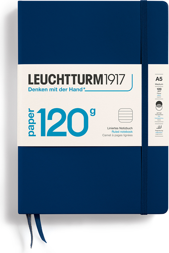 Edition 120 Notes v črto, trda vezava, A5, 203 strani, mornarsko moder, 120 g/m²