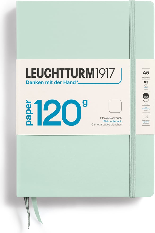 Edition 120 Notizbuch A5, 203 Seiten, glatt, Hardcover, mint, 120 g/m²