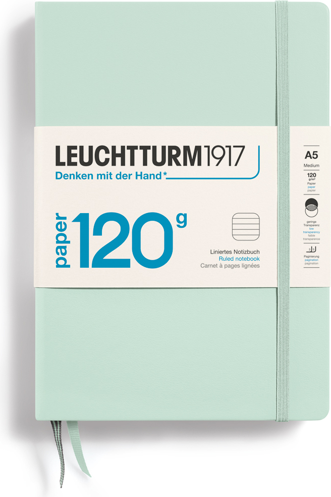 Edition 120 Notizbuch A5, liniert, 203 Seiten, 120 g/m², mint, Hardcover