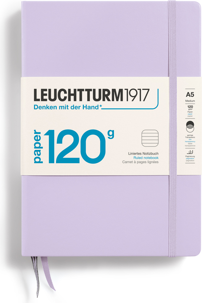 Edition 120 Notizbuch liniert, A5, 203 Seiten, lila, 120 g/m²