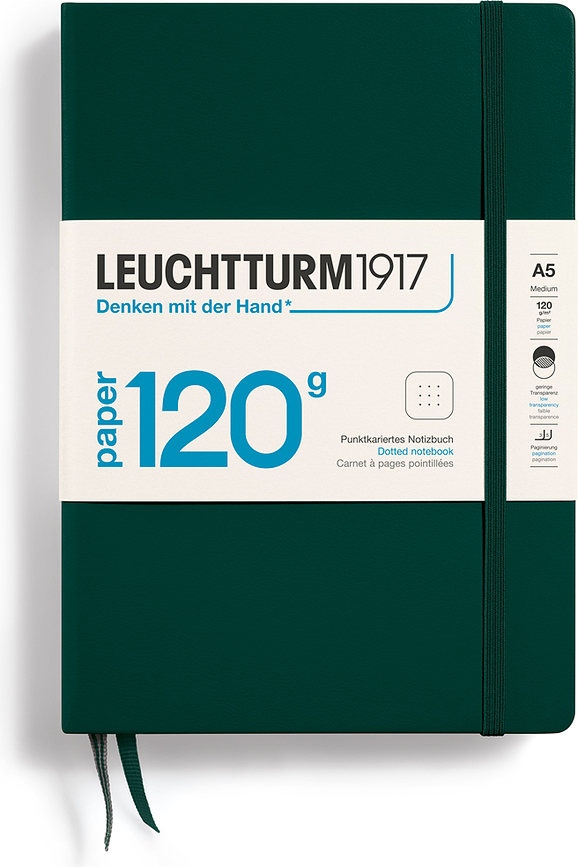 Edition 120 тефтер на точки с твърди корици, A5, 203 страници, горско зелен, 120 g/m²