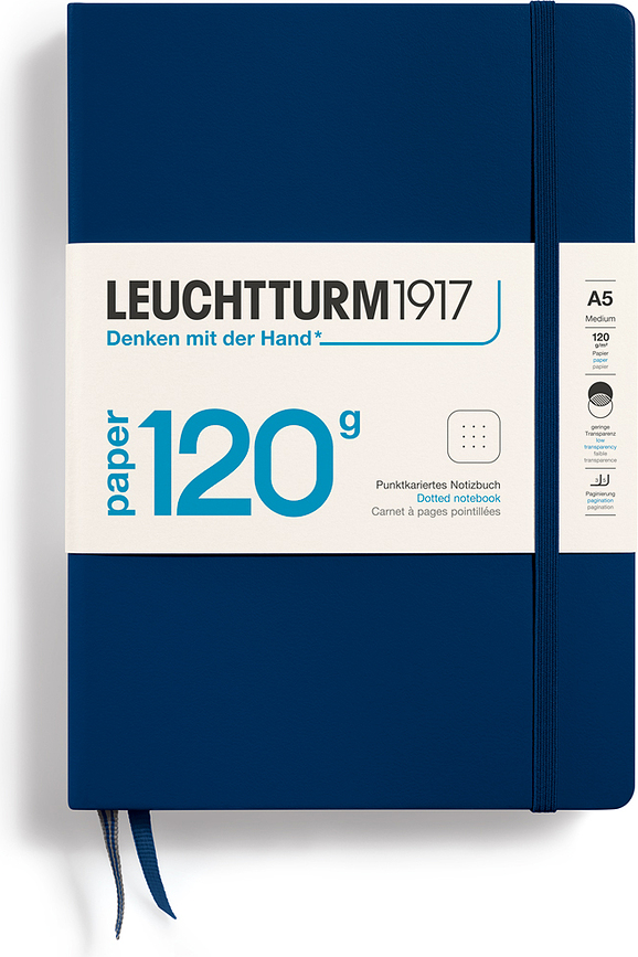 Edition 120 тетрадка на точки с твърди корици, A5, 203 страници, тъмносиня, 120 гр/м²