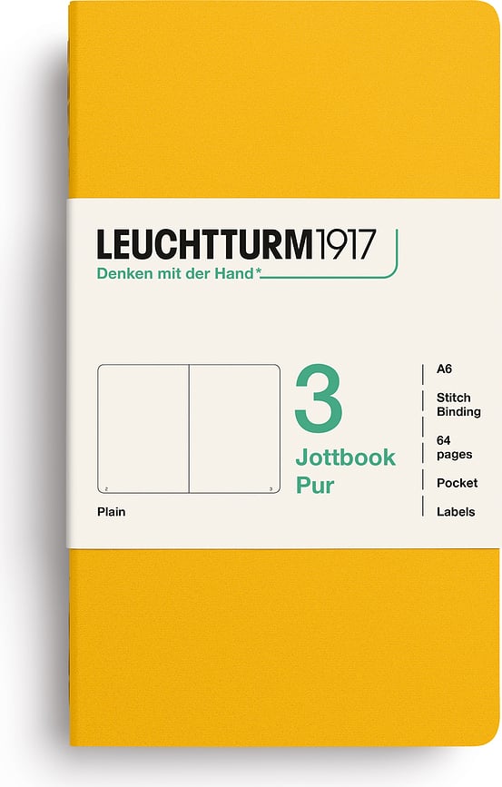 Гладки тетрадки с гъвкава подвързия Jottbook Pur A6 жълти 80 g/m², 3 бр.
