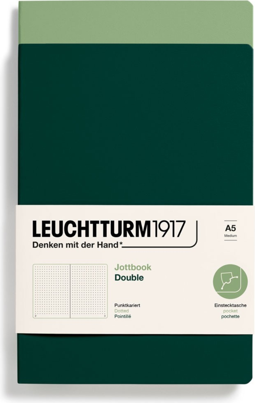 Jottbook A5 Notizbücher, gepunktet, Flexo-Einband, grün, 80 g/m², 2 St.