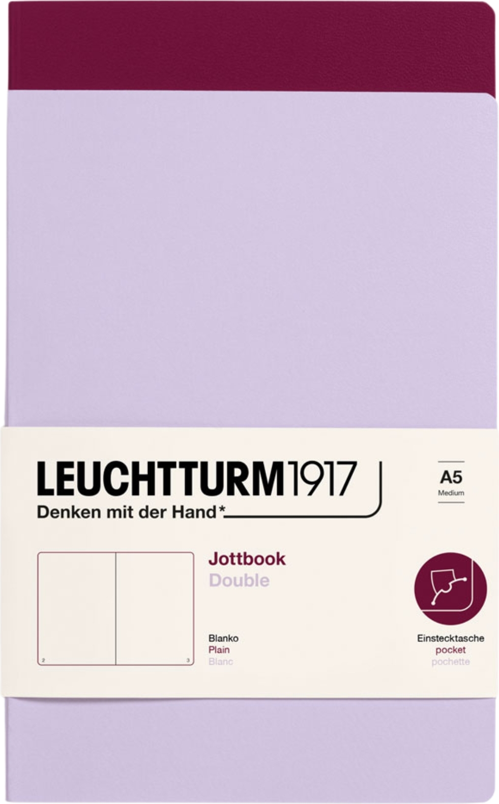 Jottbook A5 Notizbücher, lila und bordeaux, 80 g/m², 2 St.