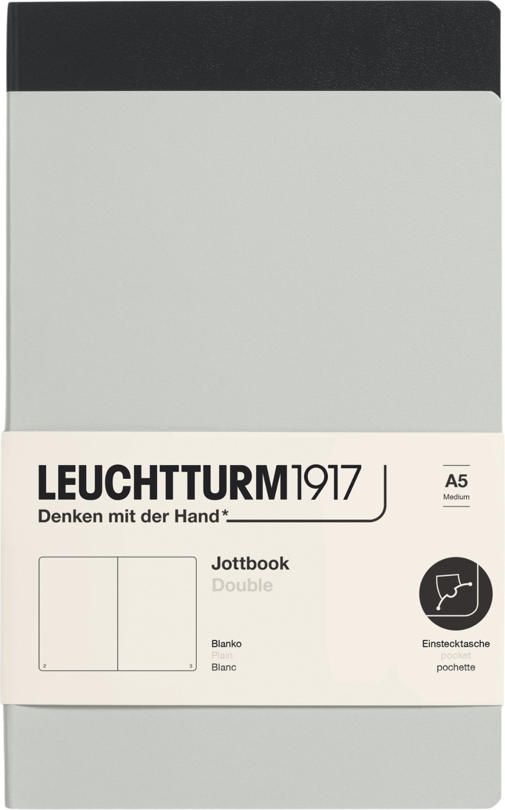 Jottbook A5 Notizbücher, liniert, flexibler Einband, schwarz und grau, 80 g/m², 2 St.