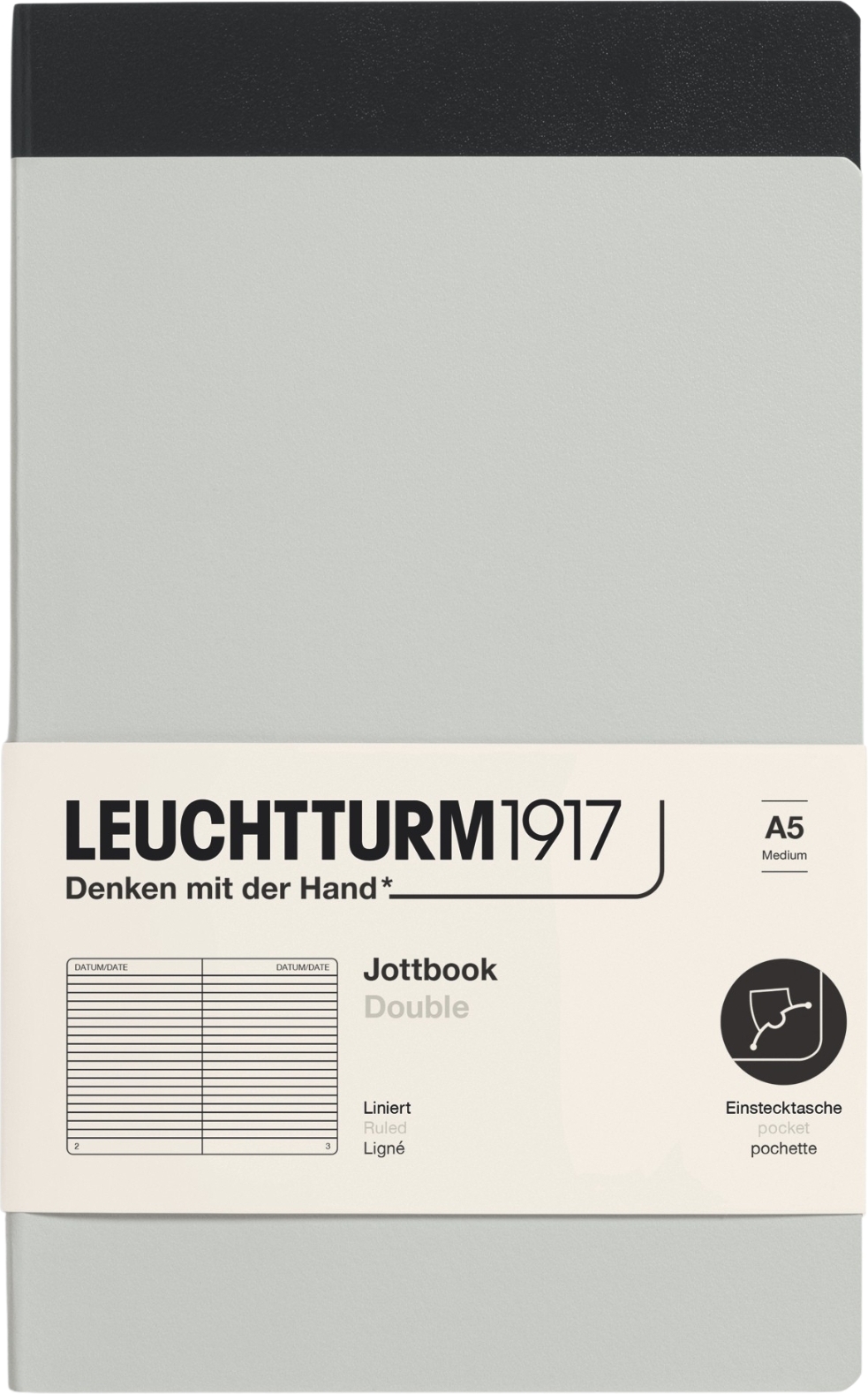 Jottbook A5 Notizbücher liniert, schwarz und grau, 80 g/m², 2 St.