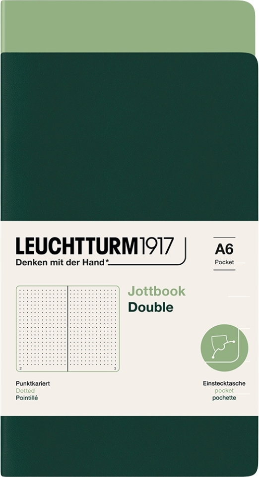 Jottbook A6 Notizbücher, gepunktet, Flexo-Einband, grün, 80 g/m², 2 St.