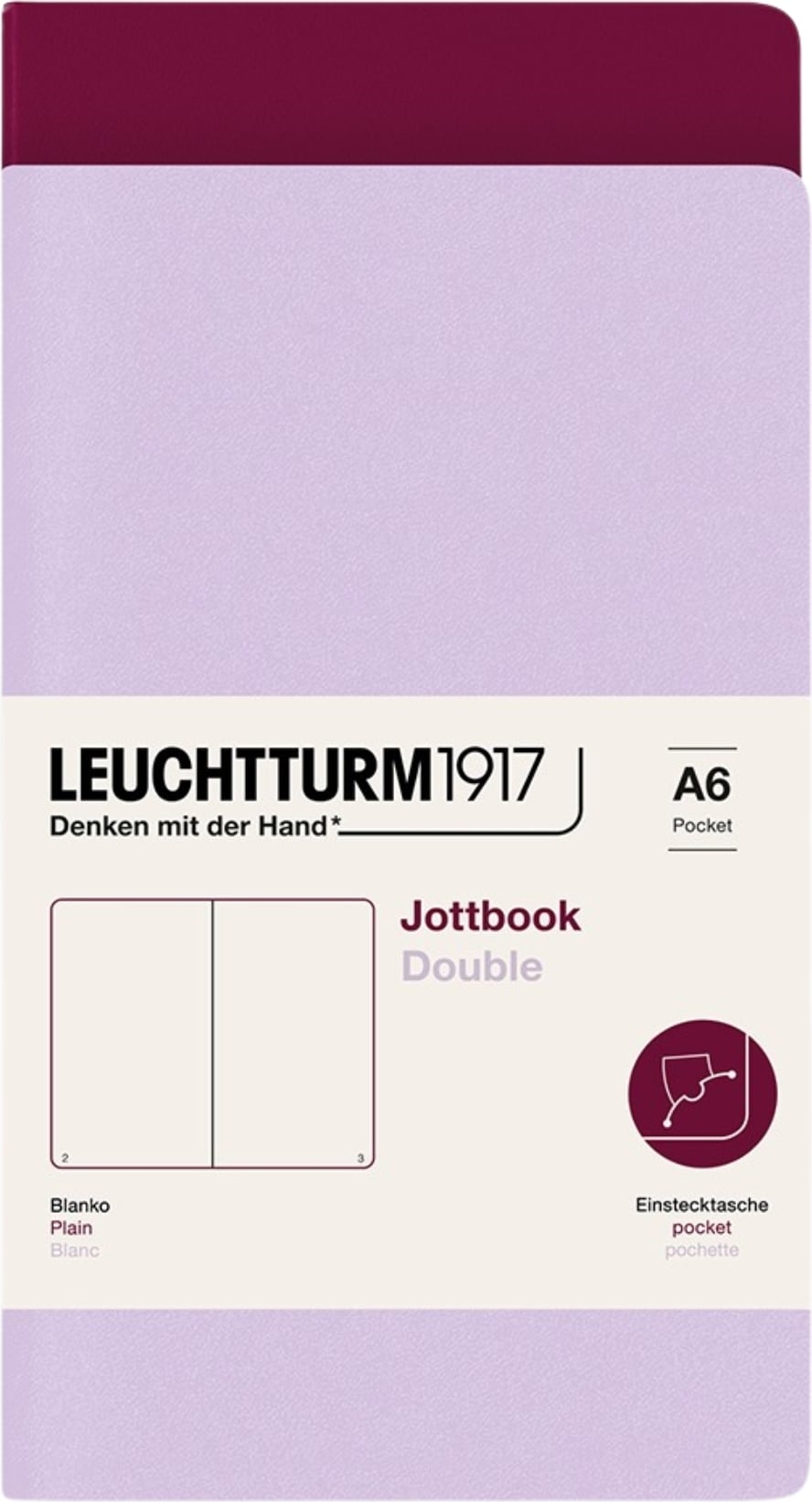 Jottbook A6 Notizbücher, lila und bordeaux, 80 g/m², 2 St.