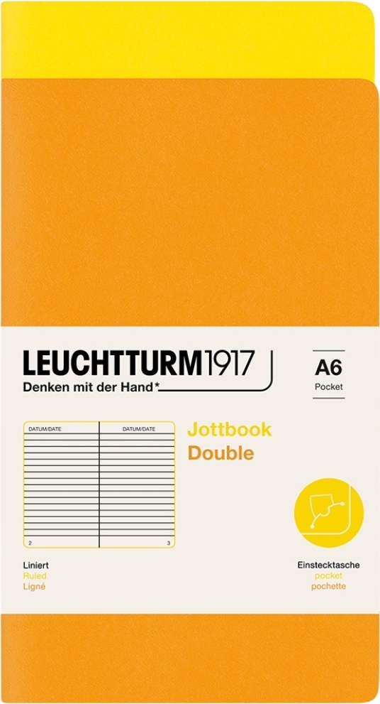 Jottbook A6 Notizbücher liniert, flexibler Einband, gelb und orange, 80 g/m², 2 St.