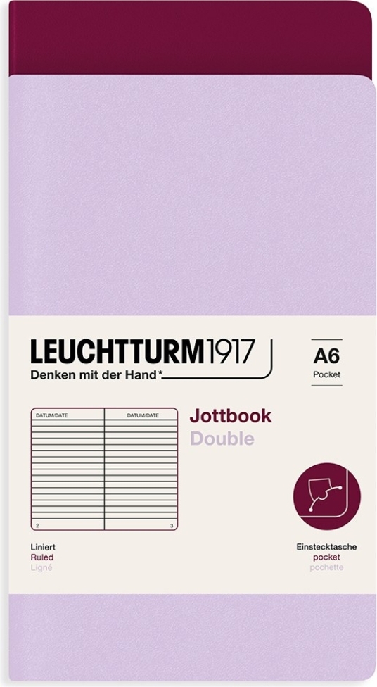 Jottbook A6 Notizbücher liniert, lila und bordeaux, 80 g/m², 2 St.