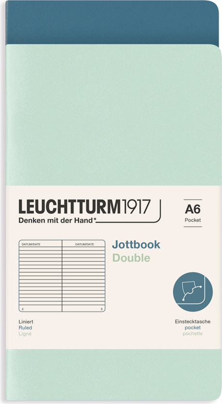 Jottbook A6 Notizbücher liniert, mint und graublau, 80 g/m²